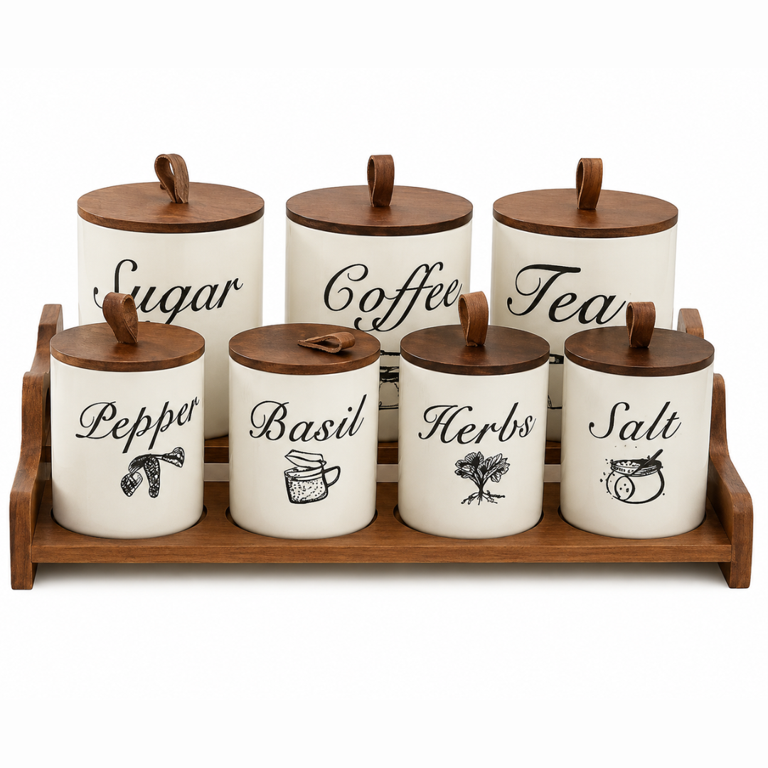 Luxury 8pc Canister Set (1 Tray + 7 Canisters)
