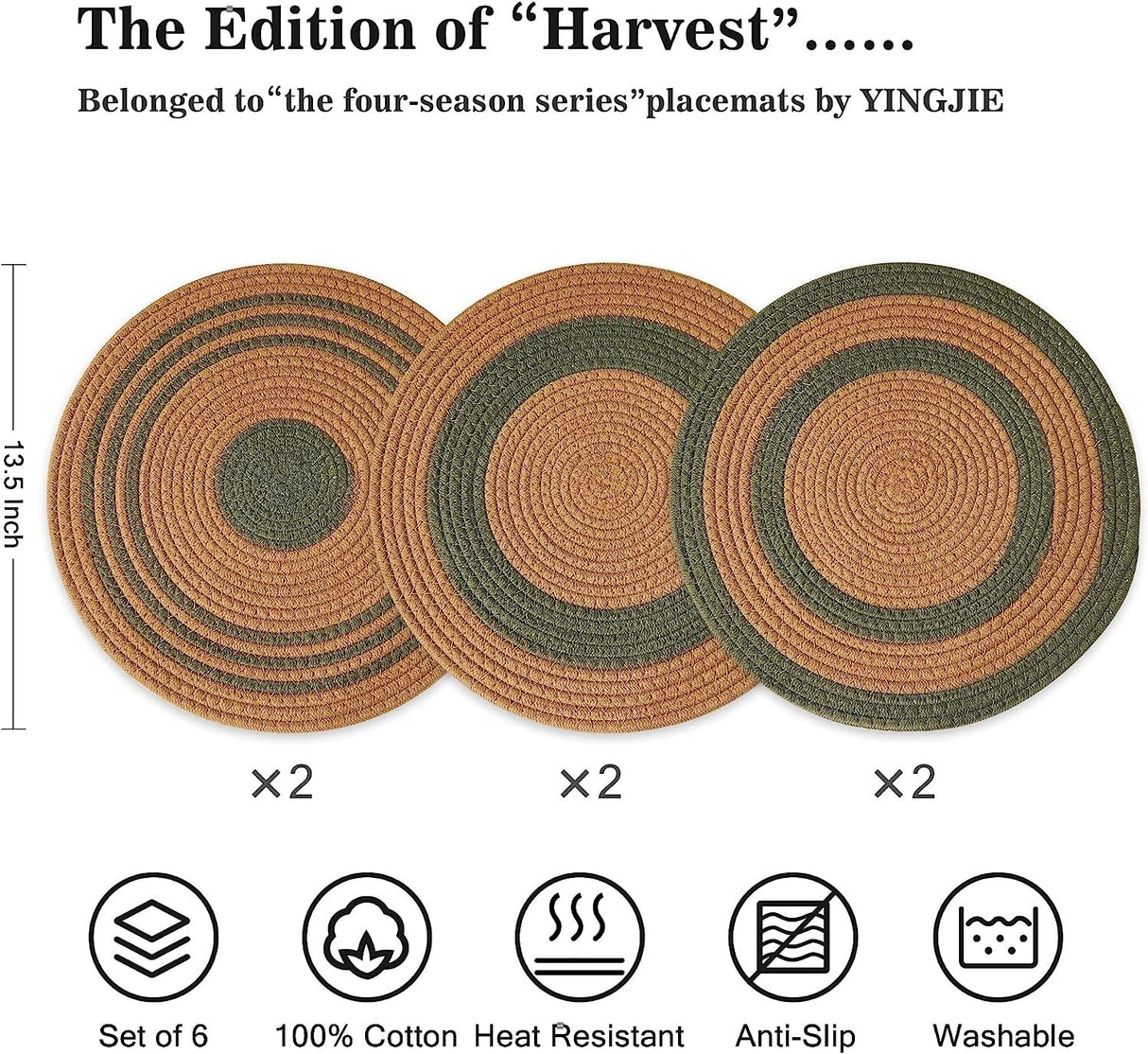Round Woven Table Placemats Set of 6
