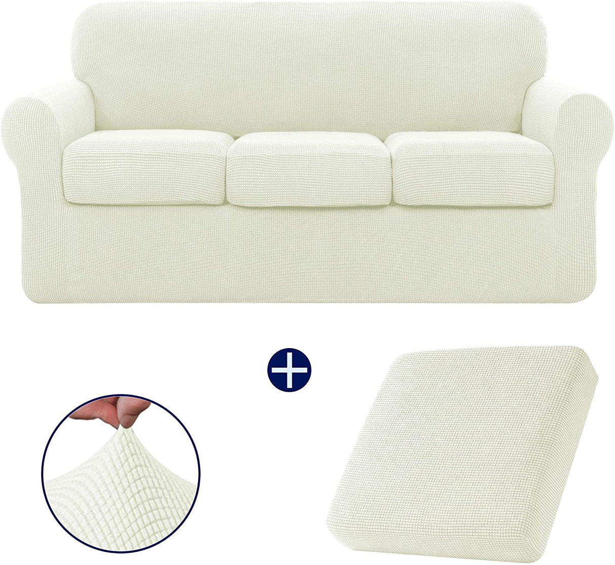 Jacquard Sofa Slipcovers seater Cream White