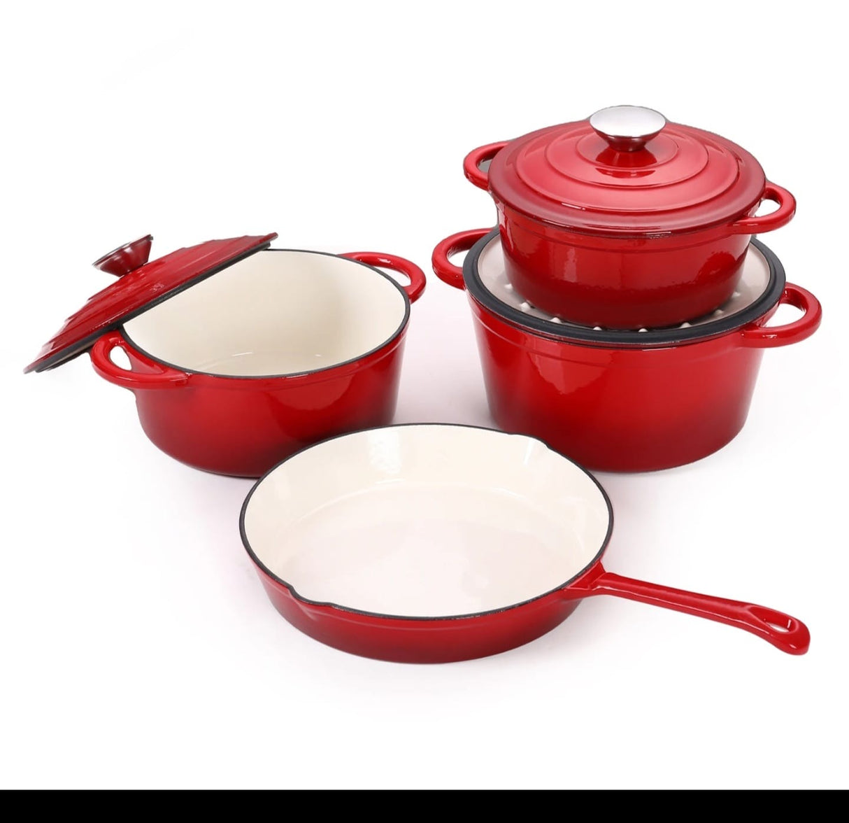 7 PCS Enamel Cast Iron Cooking Pots Set  Non-Toxic, Oven-Safe Pots for Kenyan Kitchens
