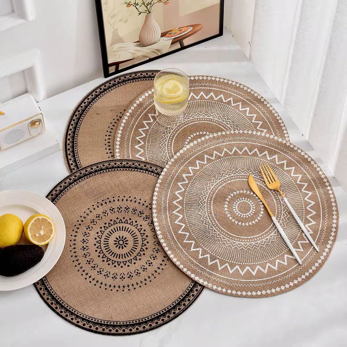 Boho Style Jute Table Place Mats 6pcs