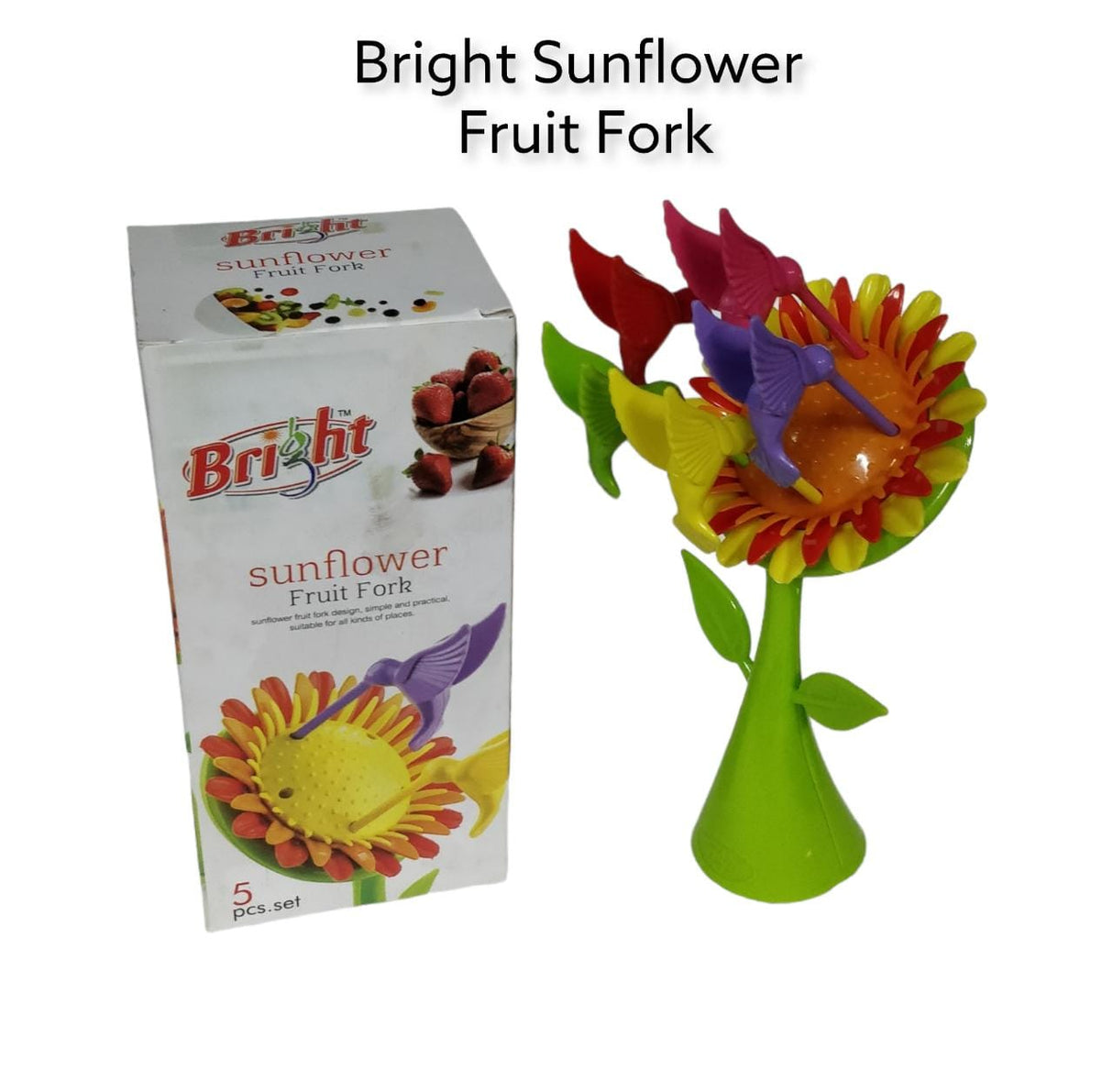 Bright Plastic Sunflower Fruit Fork