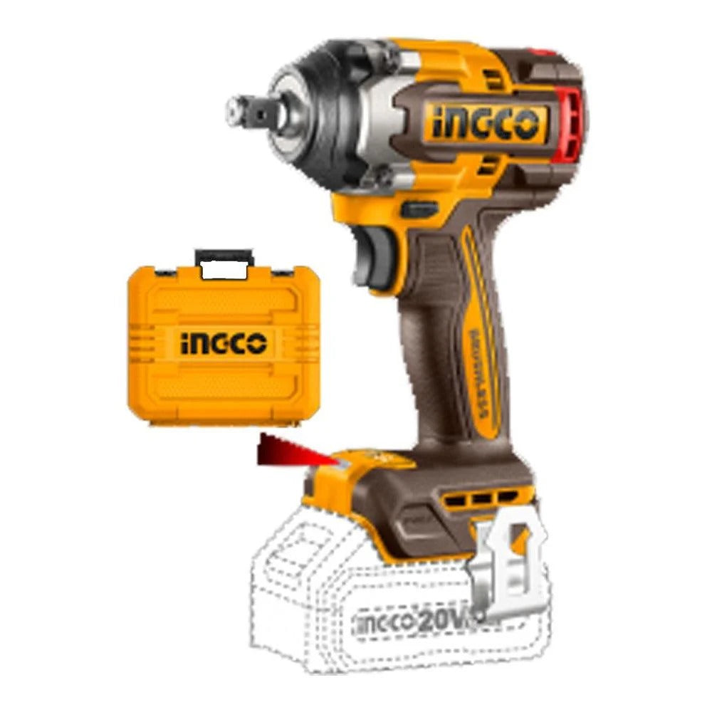 Ingco Impact Wrench, 20V Lithium-Ion Impact Wrench, Brushless Motor