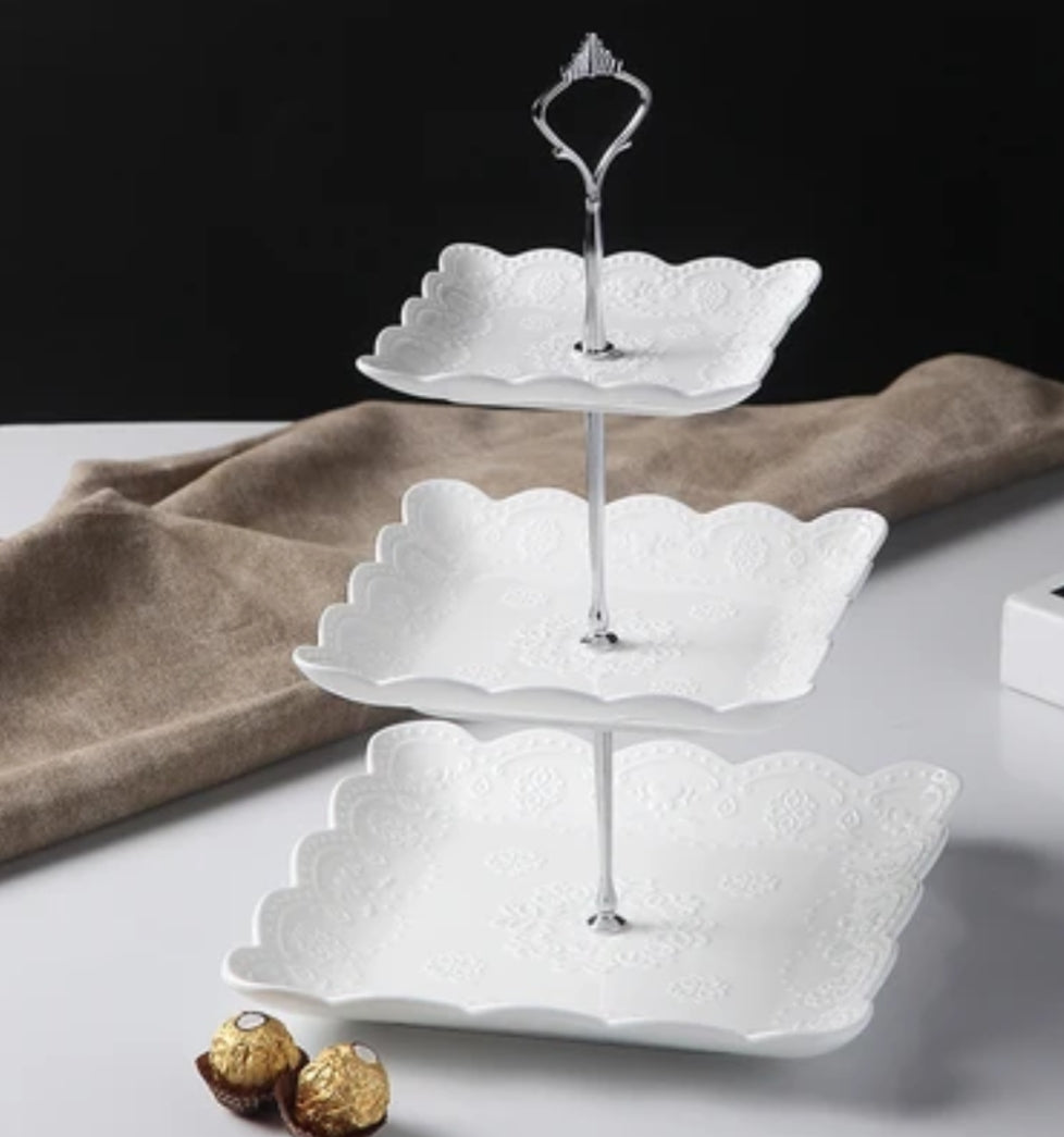 Ceramic white cake stand