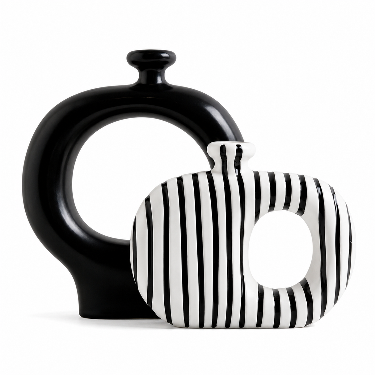 Midnight Loop Sculptural Ceramic Vase – 22x25.5cm & 22x17cm