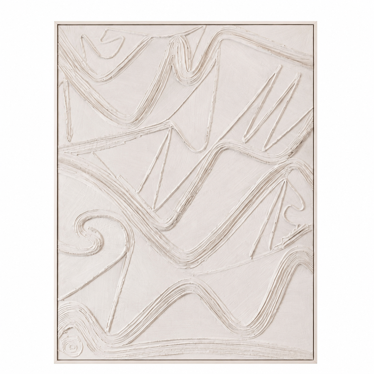 Framed Abstract Textured Plaster Wall Art – Geometric Lines 102x142cm