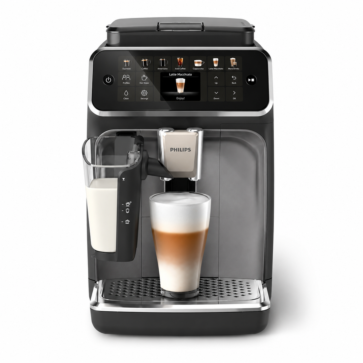 Philips 4400 Series Fully Automatic Espresso Machine - 12 Hot & Iced Drinks, LatteGo Milk System, QuickStart, SilentBrew