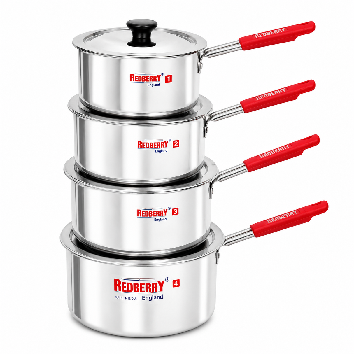 Redberry Premium Heavy Duty Aluminium Stewpan Set – 4 Pcs
