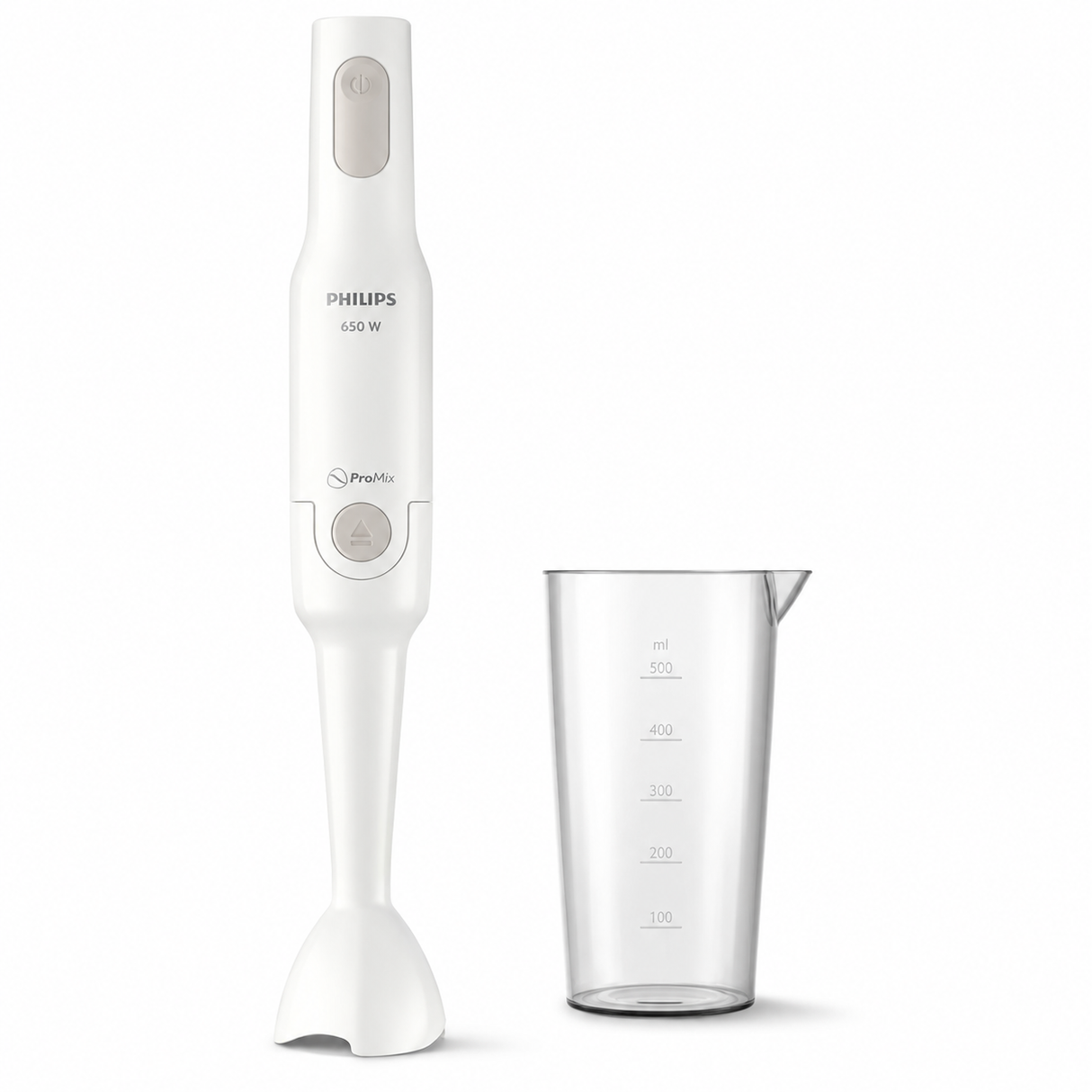 Philips Daily Hand Blender 650W - Patented ProMix Blending Technology, Anti-Splash Guard, 0.5L Beaker, Single-Button Release
