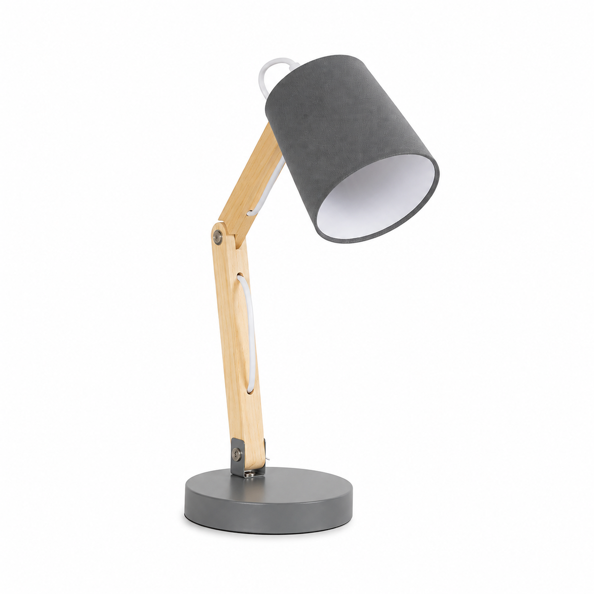 Adjustable Wooden Arm Desk Lamp with Metal Shade