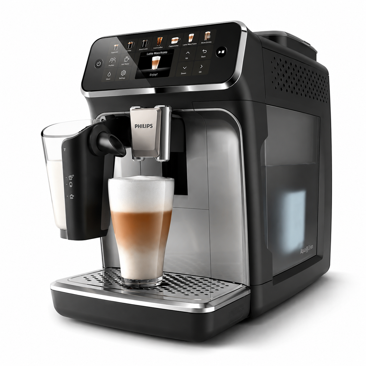 Philips 4400 Series Fully Automatic Espresso Machine - 12 Hot & Iced Drinks, LatteGo Milk System, QuickStart, SilentBrew