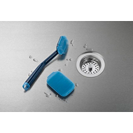 Joseph Joseph CleanTech blue washing-up brush and scrubber set, alternate view.