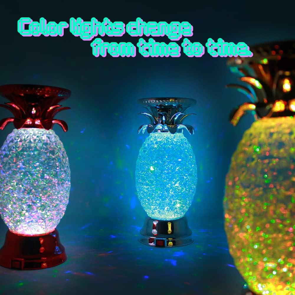 Colorful Pineapple Water Globe Glitter Swirl LED Candle Holder