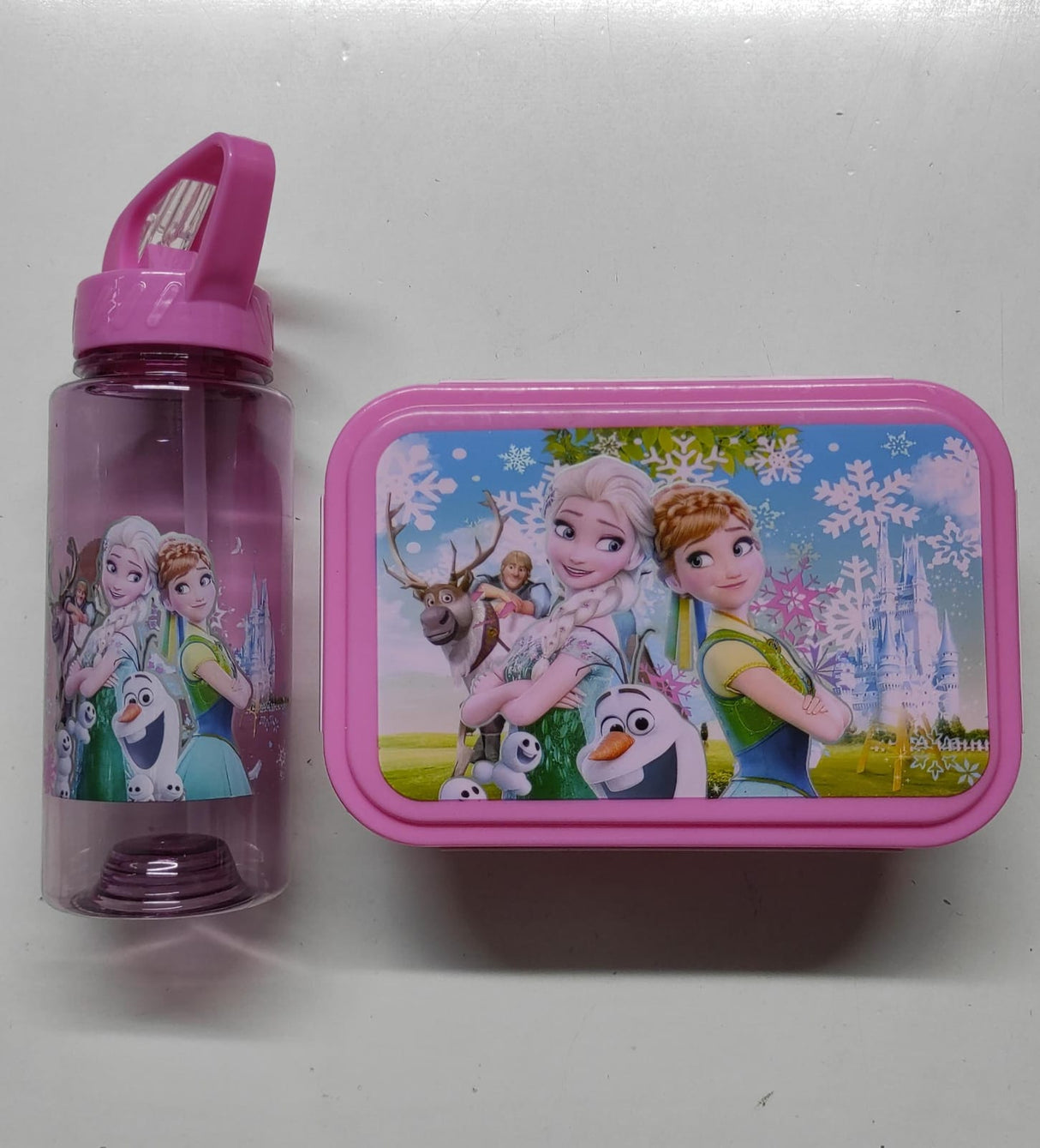 Combo Kids cartoon themed partitioned Snack box with unbreakable water bottle