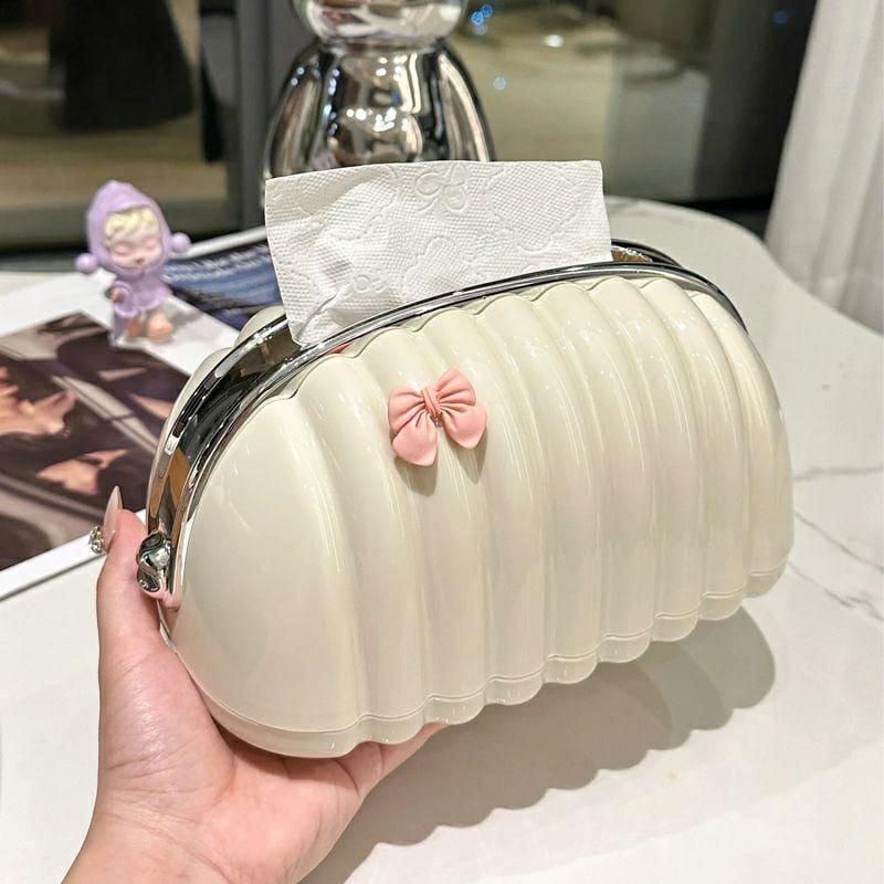 Creamy-White Shell Shaped Tissue Box Cover