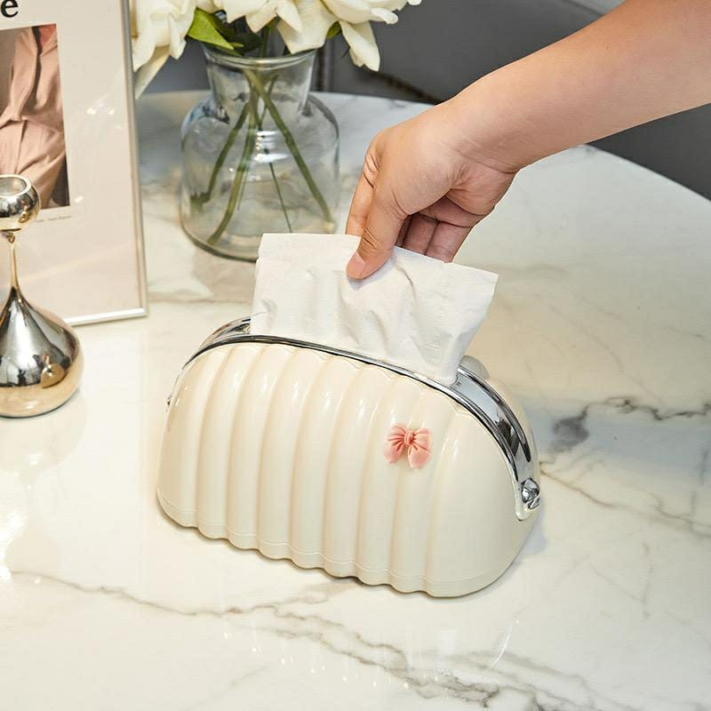 Creamy-White Shell Shaped Tissue Box Cover