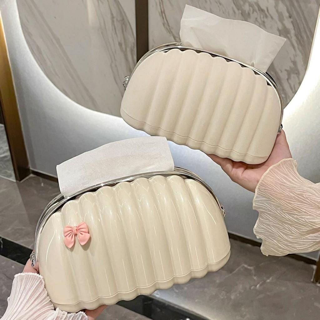 Creamy-White Shell Shaped Tissue Box Cover