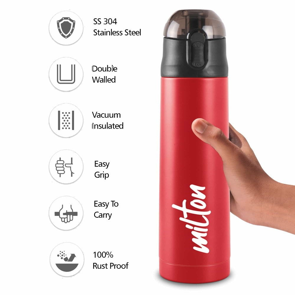 Milton Crown Thermosteel Bottle 400ml, 600ml or 900ml Keeps Hot for 24 Hours, Cold for 24 Hours – Vacuum Insulated Stainless Steel Flask | Leakproof & BPA-Free