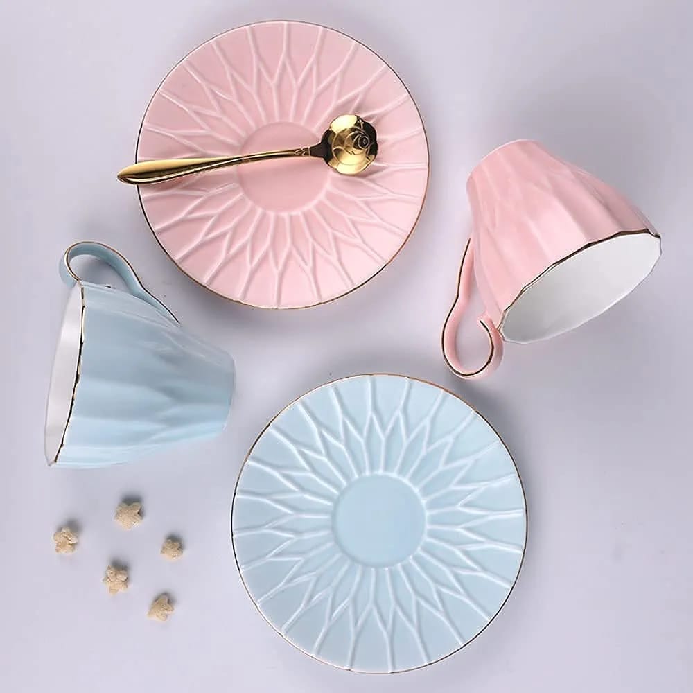 6pcs Cup and Saucer Coloured set