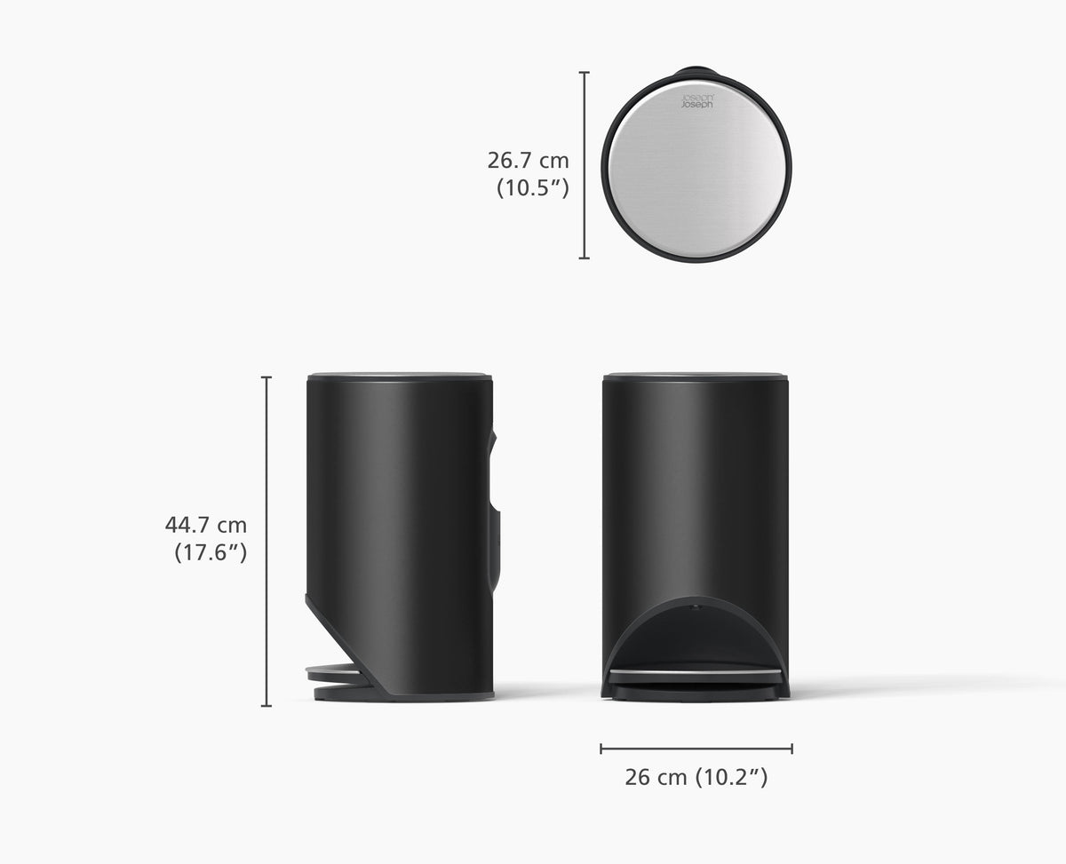 Joseph Joseph Arc 10L pedal bin dimensions diagram