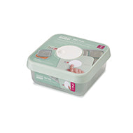 Joseph Joseph Dial 5-piece baby food container set for stage 2, with datable lid and four pots.