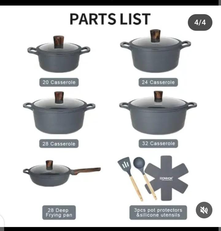 Donner wave nonstick cookware set 15pcs