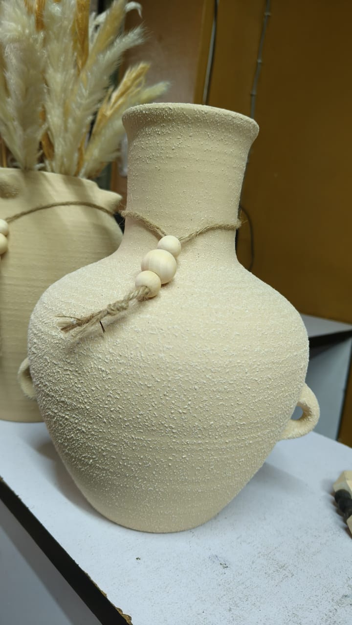 Dual Ear Handle Ancient Greek Vase Style Indoor Ceramic Pot