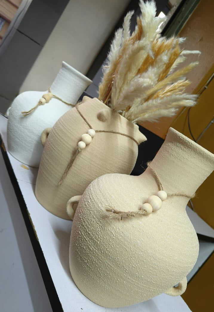 Dual Ear Handle Ancient Greek Vase Style Indoor Ceramic Pot