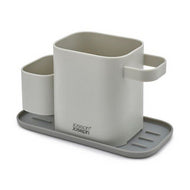 Joseph Joseph Duo Sink Tidy in dark grey, shown from the front.