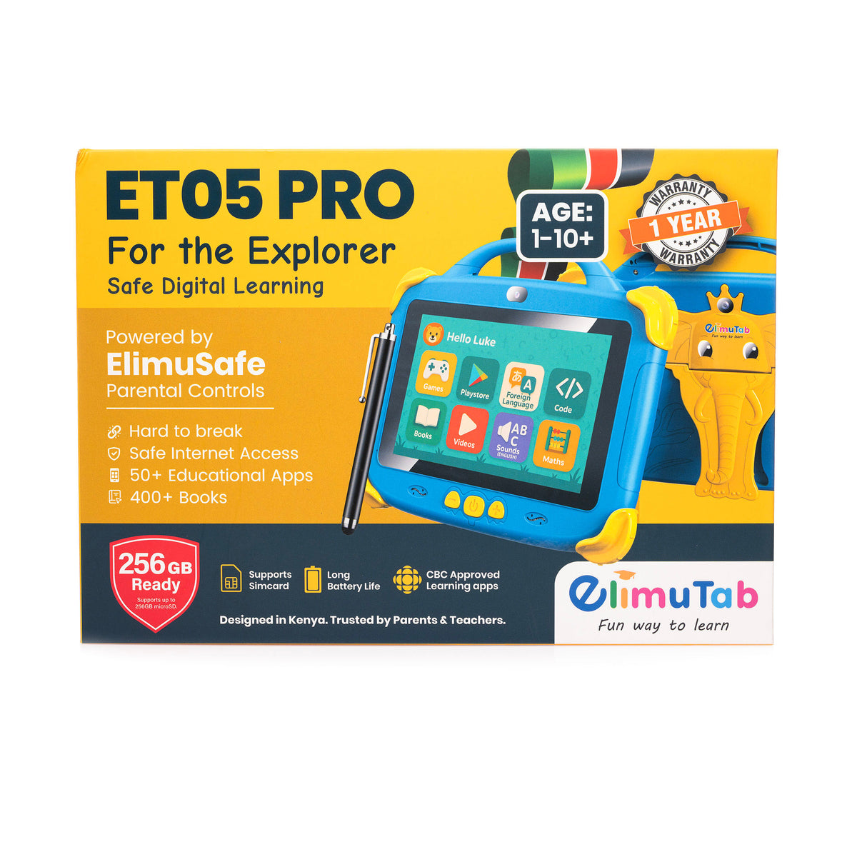Elimutab ET05 Pro Kids Tablet 7 Inch 32GB | First Learning Tablet Ages 3 to 12 with SIM and Parental Controls
