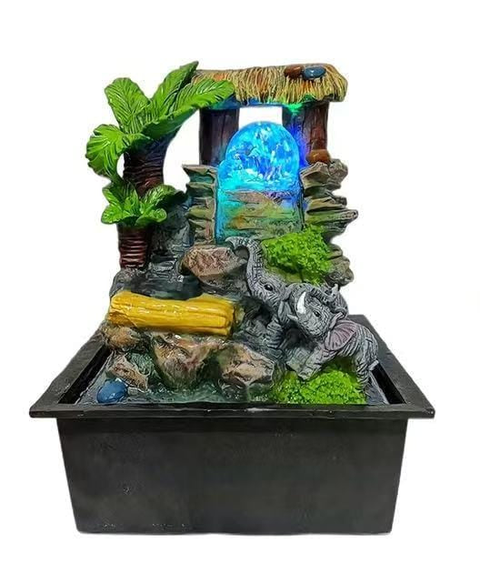 Elephant mother and child Rockery Resin tabletop fountain