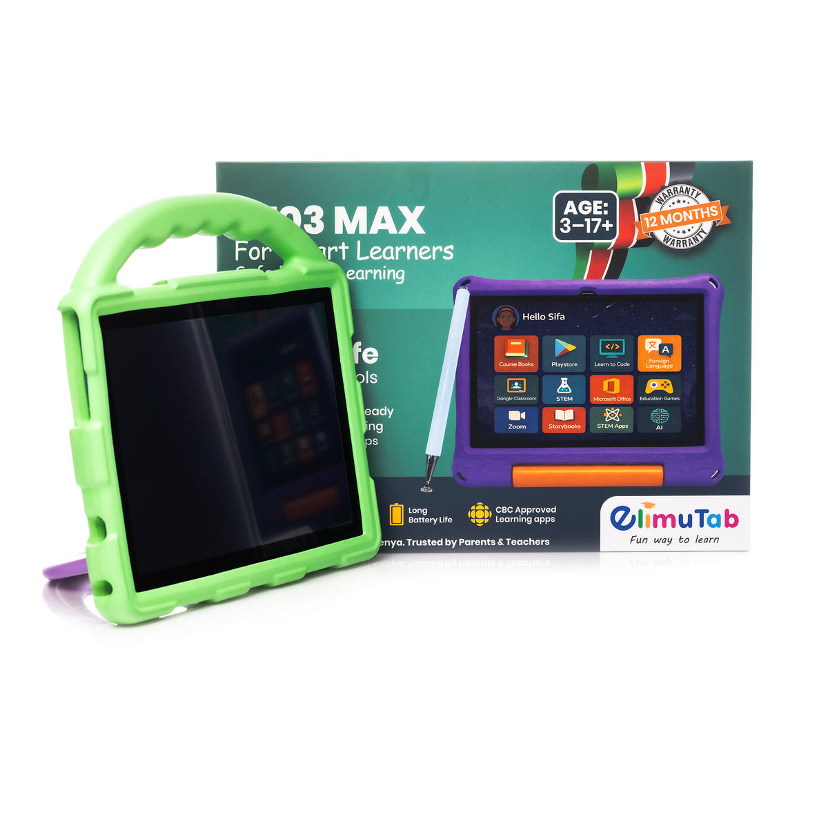 Elimutab ET03 Max Kids Tablet 10.1 Inch 64GB | Grade 1 to Form 4 Learning Tablet with Keyboard Case, Dual SIM 4G