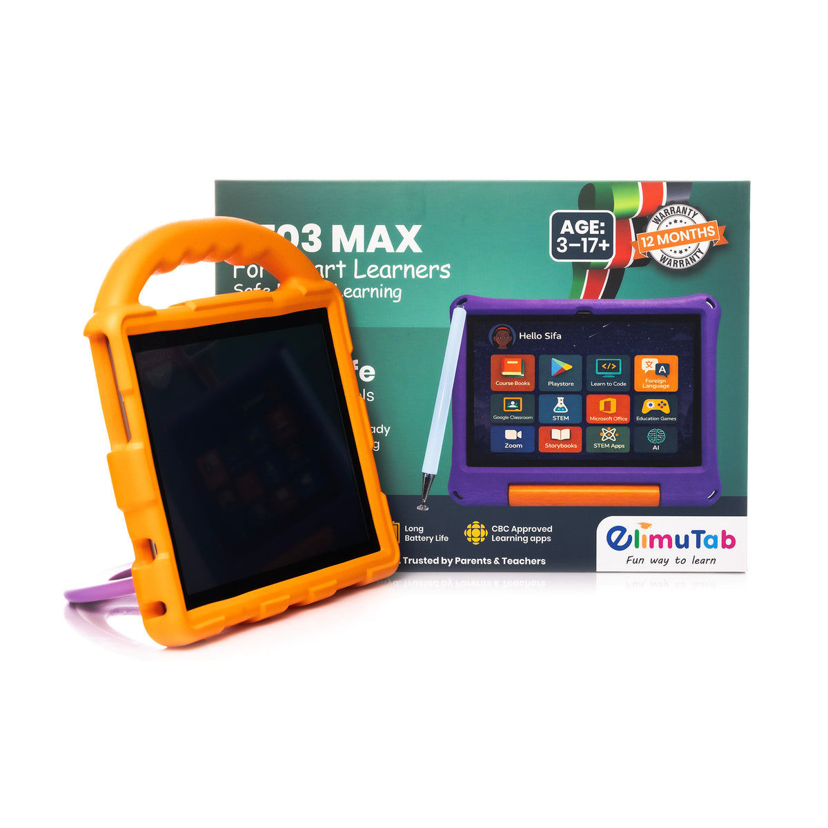 Elimutab ET03 Max Kids Tablet 10.1 Inch 64GB | Grade 1 to Form 4 Learning Tablet with Keyboard Case, Dual SIM 4G