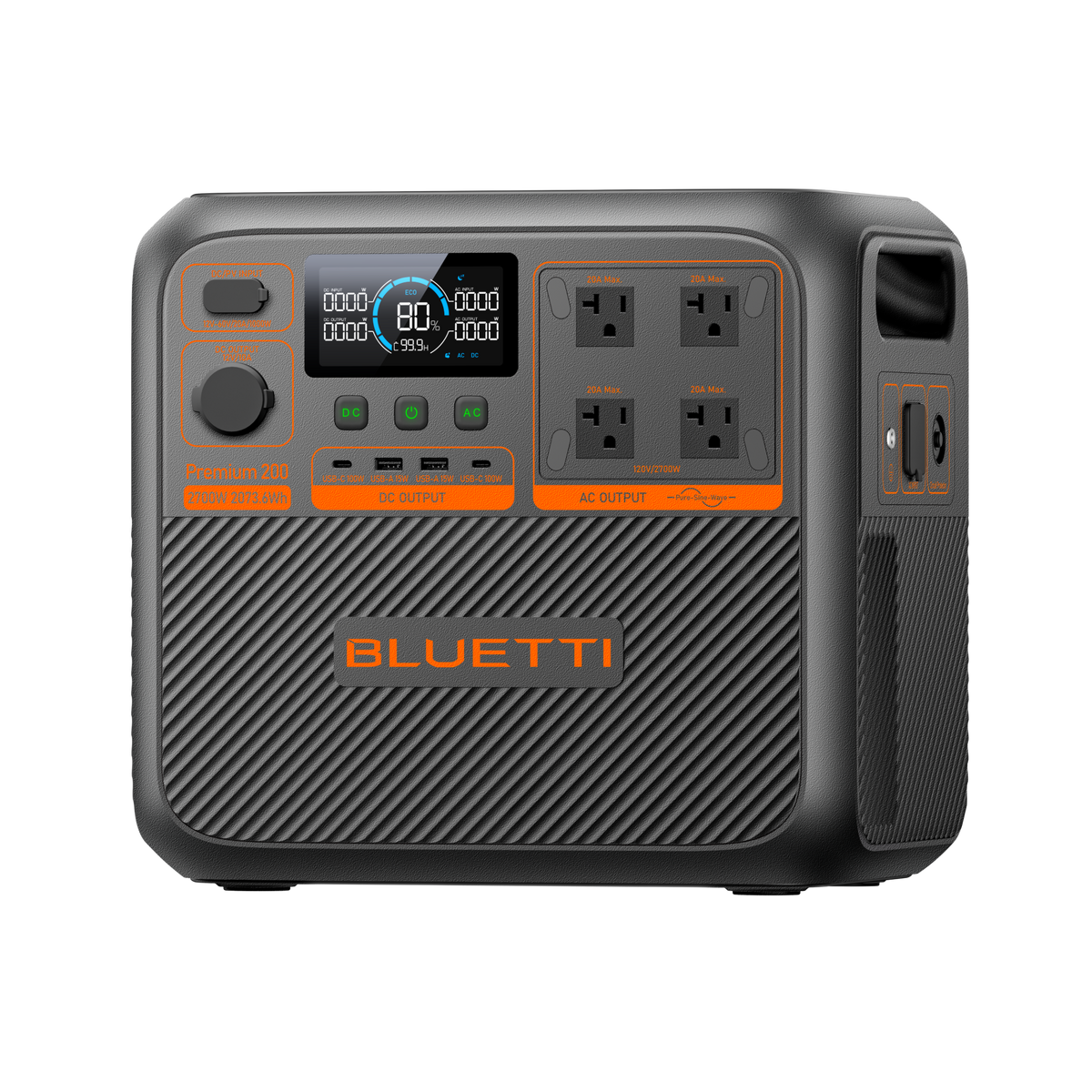 Bluetti Premium 200 V2 power station, side view