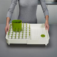 Further product view of the Joseph Joseph Extend expandable dish rack and its steel prongs.