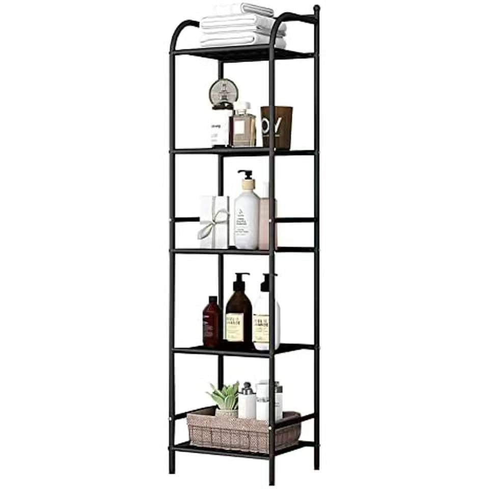 5 Tier Metallic Storage Organization Rack | Space-Saving Home Shelving Unit