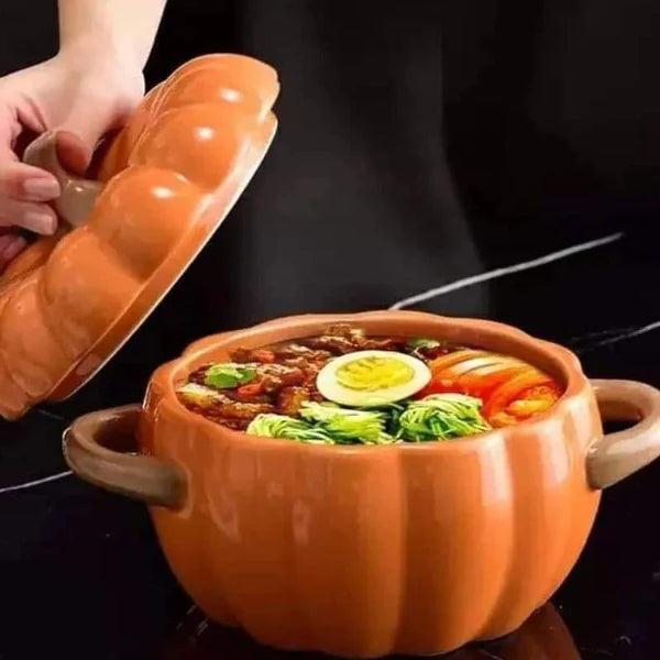 Pumpkin shaped ceramic serving Bowl