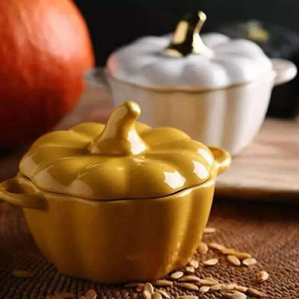 Pumpkin shaped ceramic serving Bowl