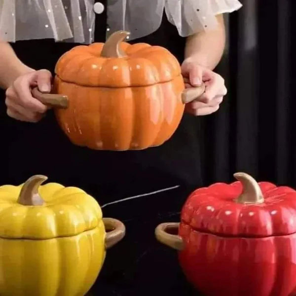 Pumpkin shaped ceramic serving Bowl