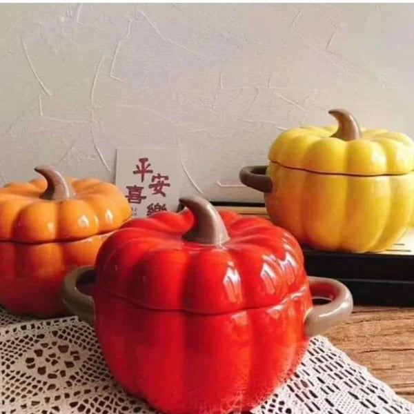 Pumpkin shaped ceramic serving Bowl