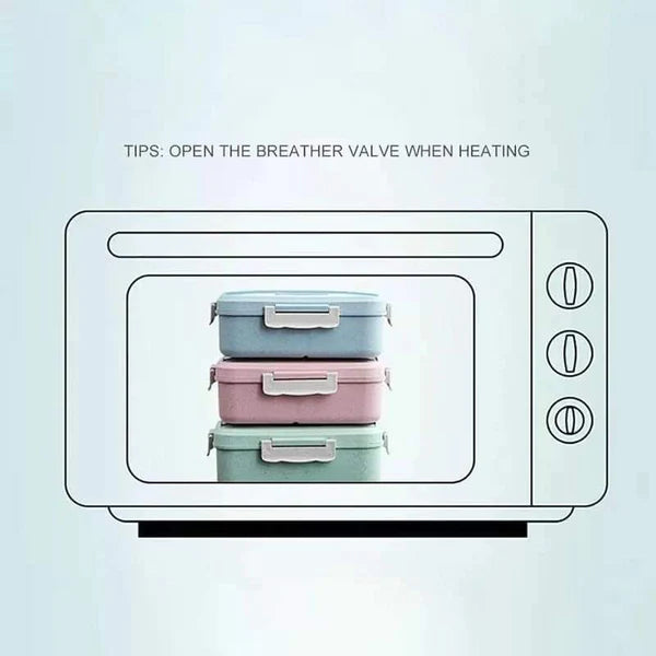 3 grid wheat straw microwaveable lunch box