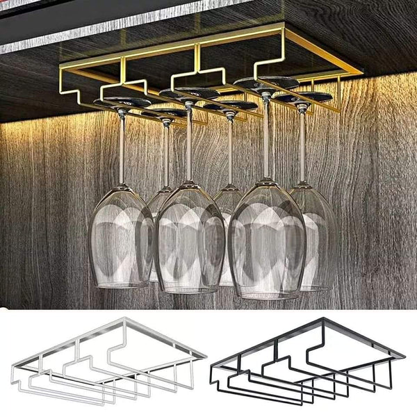 Under the cabinet hanging wine glass holder