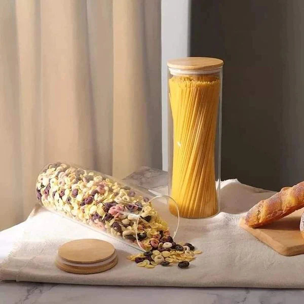 Glass storage jars with airtight lids