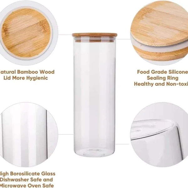 Glass storage jars with airtight lids