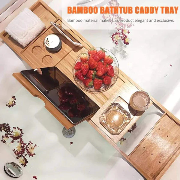Bamboo Bathtub Tray Caddy Bath Tub Tray Bridge Shower Shelves Organizer Tray