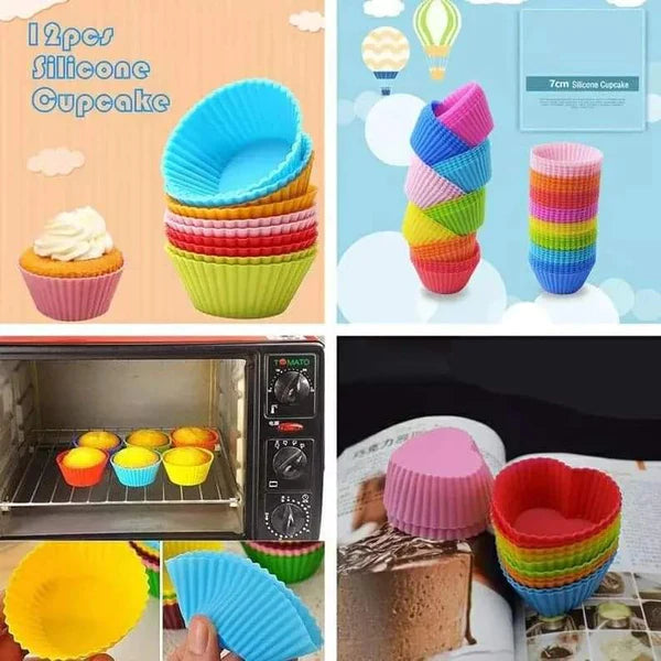 Reusable silicone cupcake moulds 12pcs
