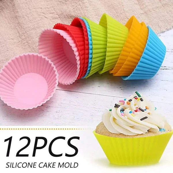 Reusable silicone cupcake moulds 12pcs