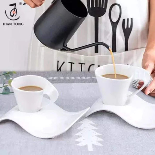 6pcs Wavy cup +saucer set