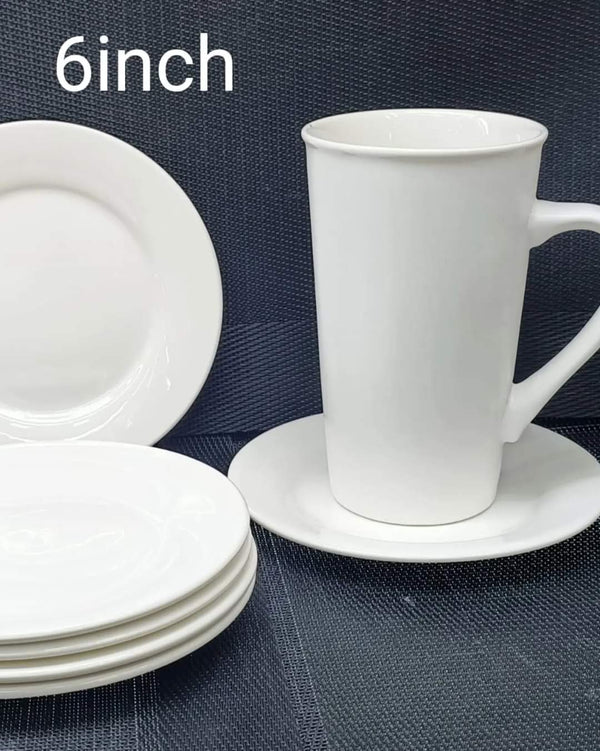 18 Piece Ceramic Dinner Set Plates Bowls Cups Porcelain Dinnerware Service for 6 Dishwasher Safe