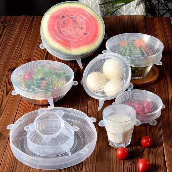 6 Pcs Re-usable Silicone Food Covers